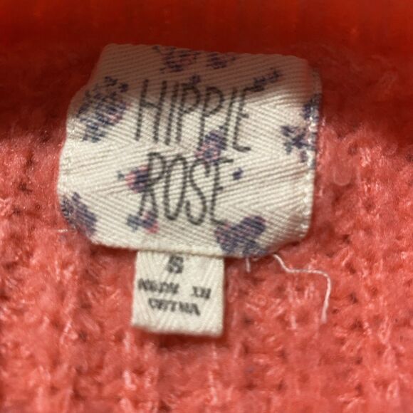 HIPPIE ROSE Sweater Chunky Knit Cropped Oversized High Neck Cozy Womens S Peach - Picture 3 of 7